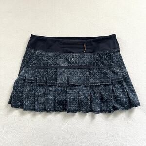 Lululemon Exploded Sashiko Cross Inkwell Pleated Pace Setter Skirt Skort 8 Reg